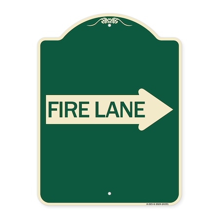 Signmission Fire Lane Right Arrow Heavy-Gauge Aluminum Architectural Sign, 24" x 18", G-1824-24391 A-DES-G-1824-24391